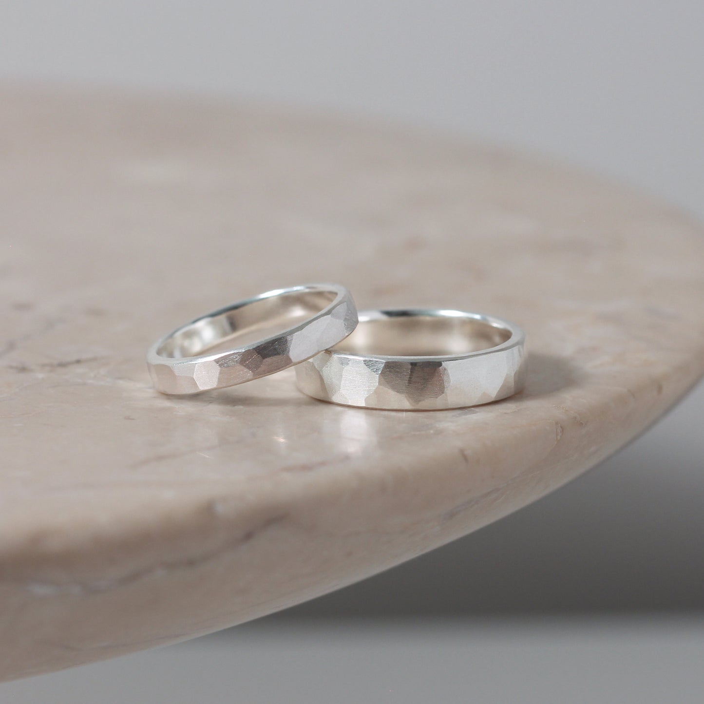 Brushed Hammered Ring - Silver