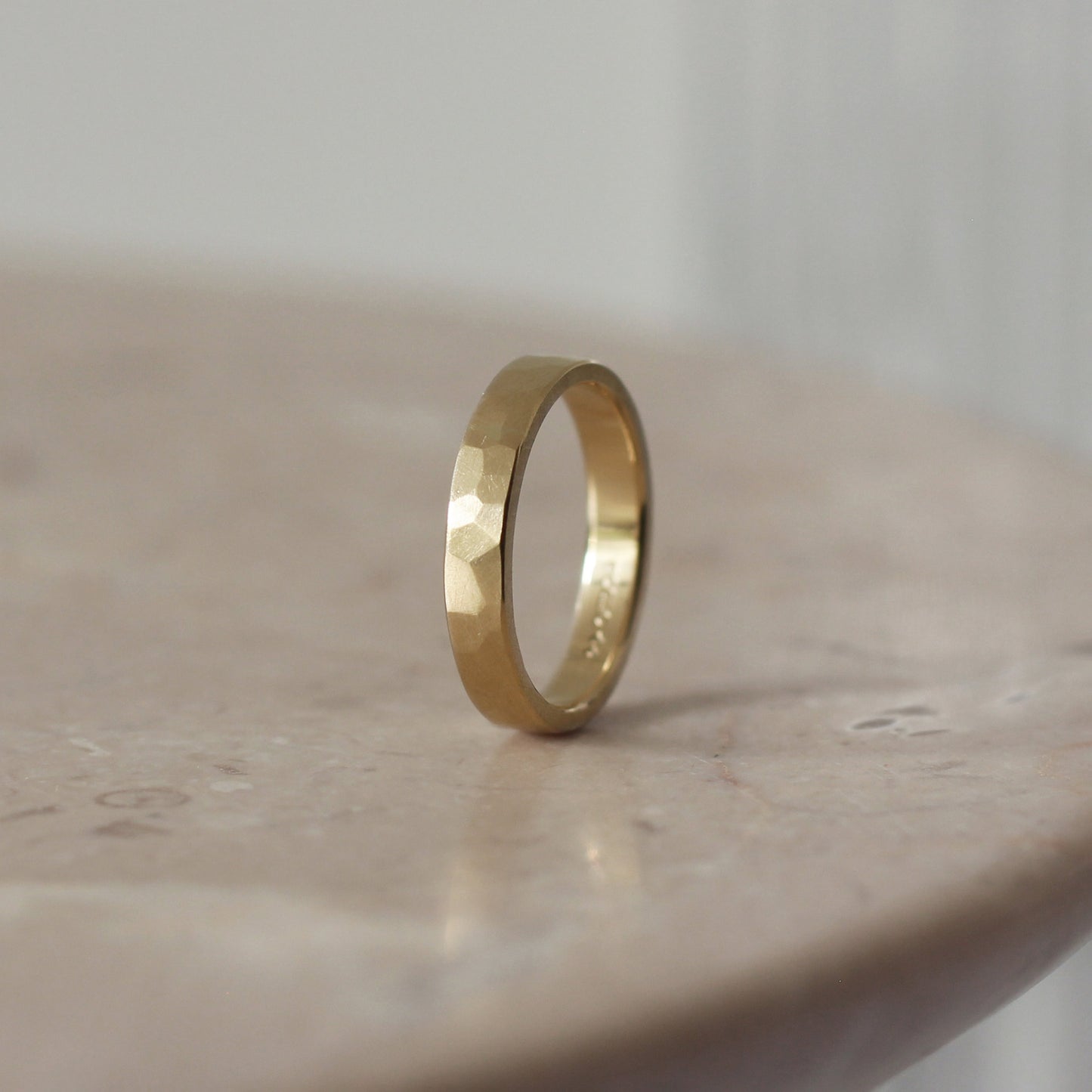 Brushed Hammered Ring - 9ct/18ct Gold