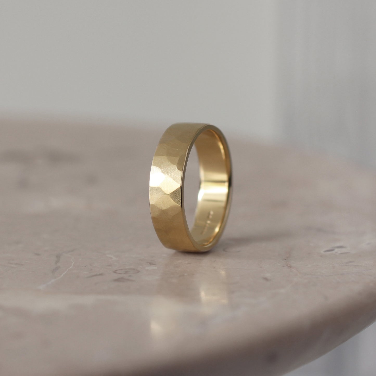 Brushed Hammered Ring - 9ct/18ct Gold