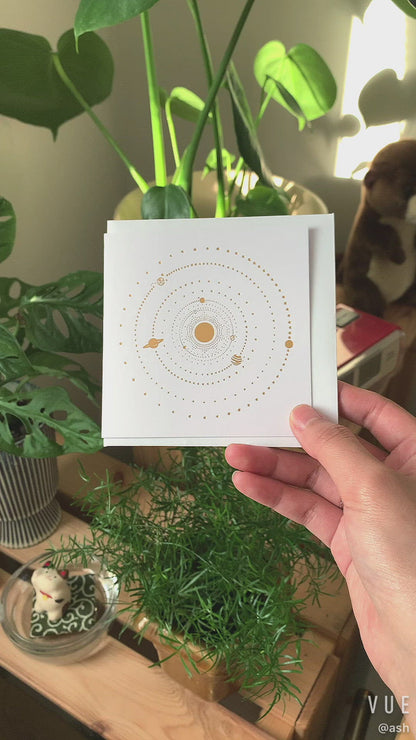 Solar System Greeting Card - Gold Foil