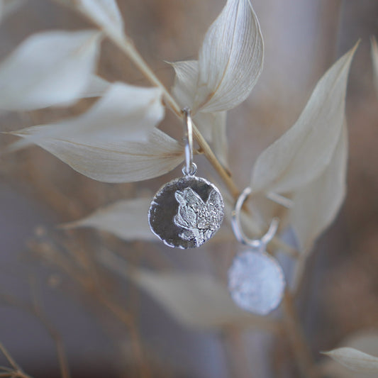 Cherry Blossom Medallion Dorp Earrings - Silver - Aisling Chou Studio