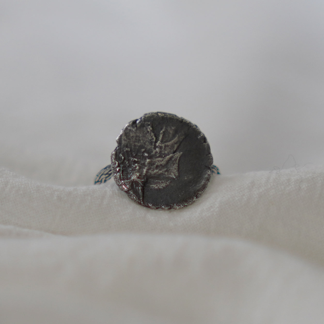 Cherry Blossom Medallion Ring - Oxidised Silver - Aisling Chou Studio