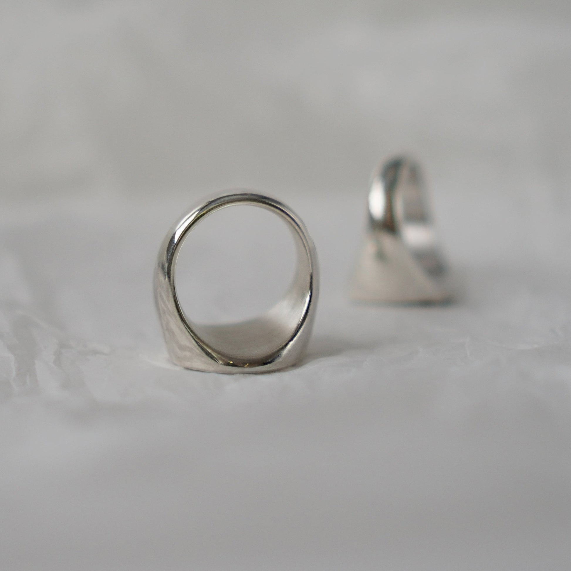 Cherry Blossom Signet Ring - Large - Silver - Aisling Chou Studio