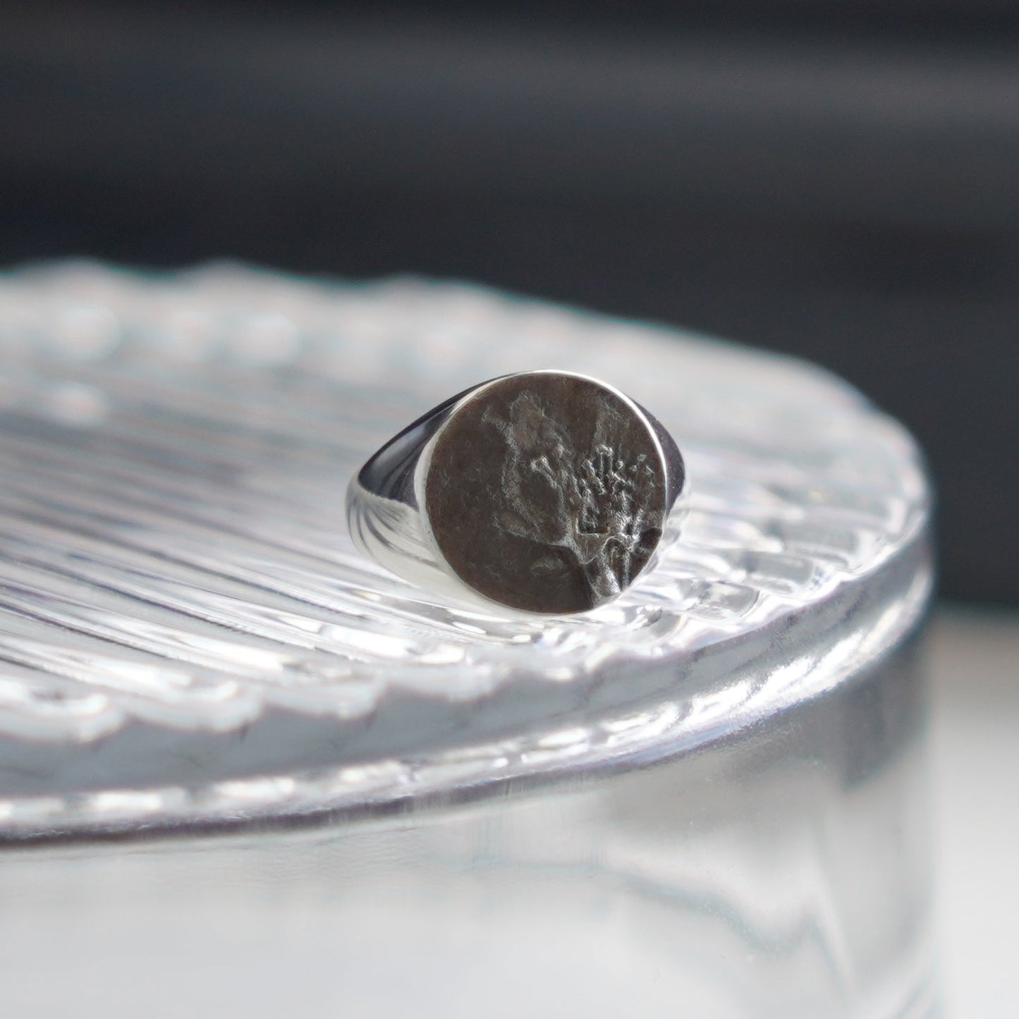 Cherry Blossom Signet Ring - Medium - Silver - Aisling Chou Studio