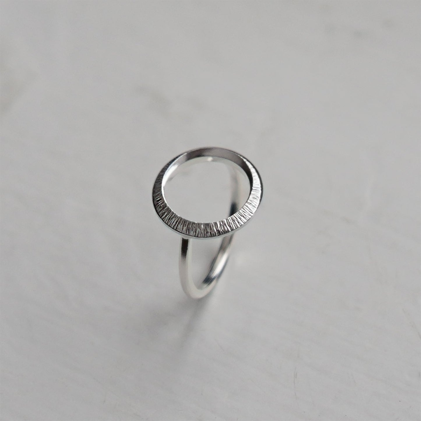 Crescent Moon Hammered Circle Ring - Silver - Aisling Chou Studio