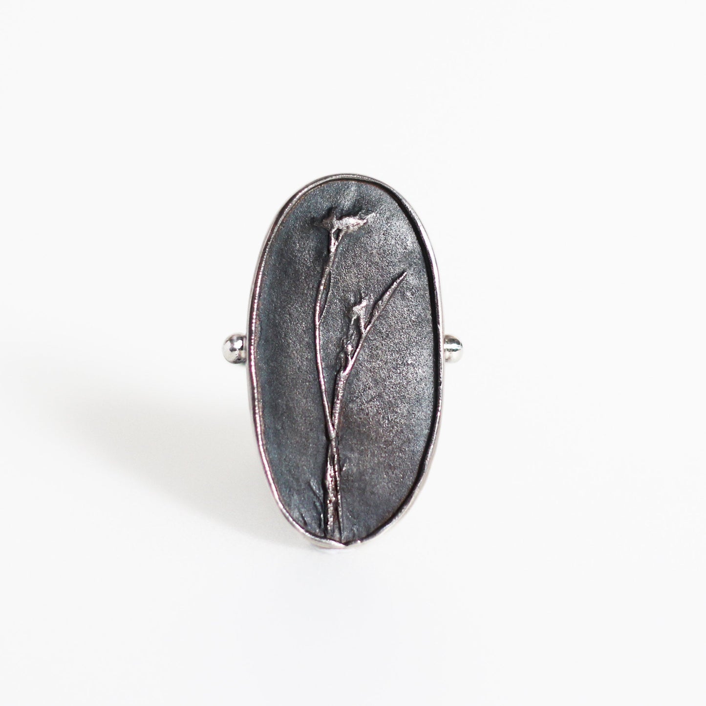 Fossil Large Mini Daisy Ring - Oxidised Silver - Aisling Chou Studio