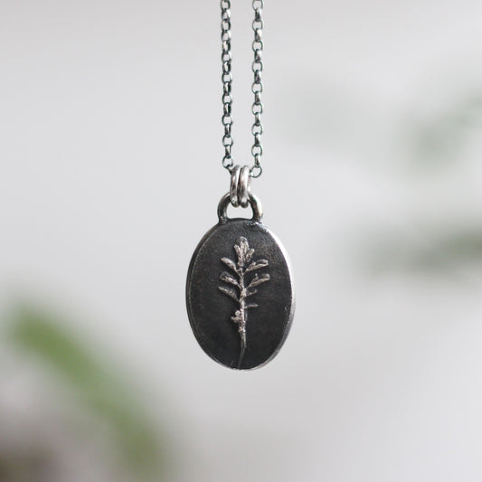 Fossil Leaf Necklace - Oxidised Silver - Aisling Chou Studio