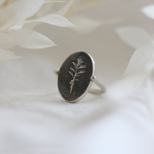 Fossil Leaf Ring close up