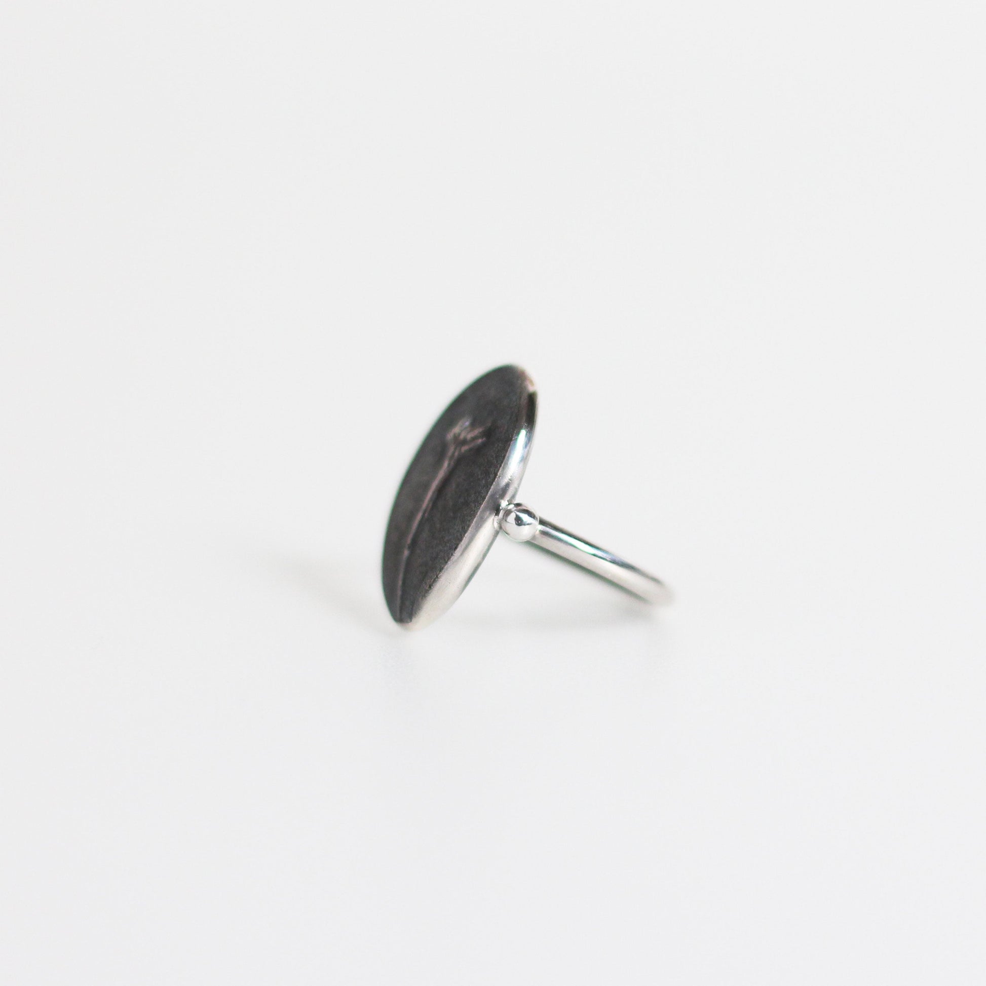 Fossil Mini Daisy Ring - Oxidised Silver - Aisling Chou Studio