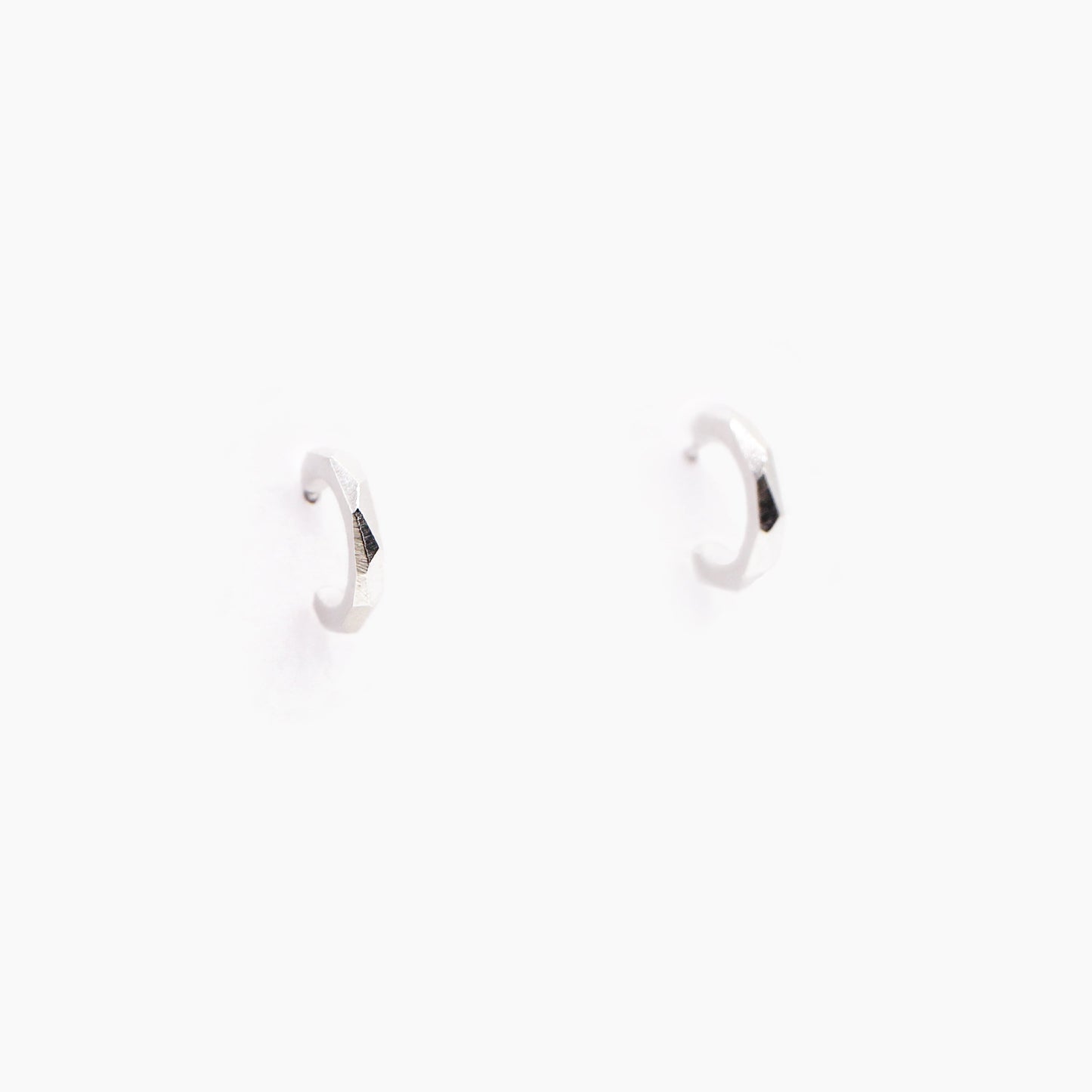 Geometric Faceted Open Hoop Earrings - Silver - Aisling Chou Studio