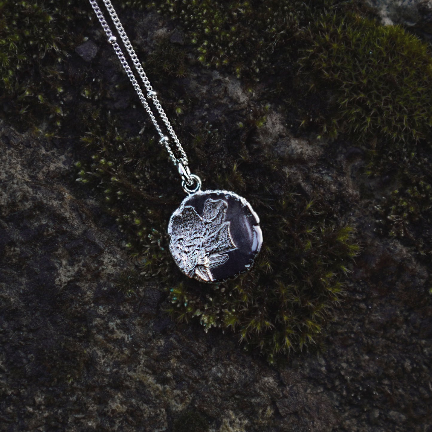 Half Cherry Blossom Medallion Necklace - Silver - Aisling Chou Studio