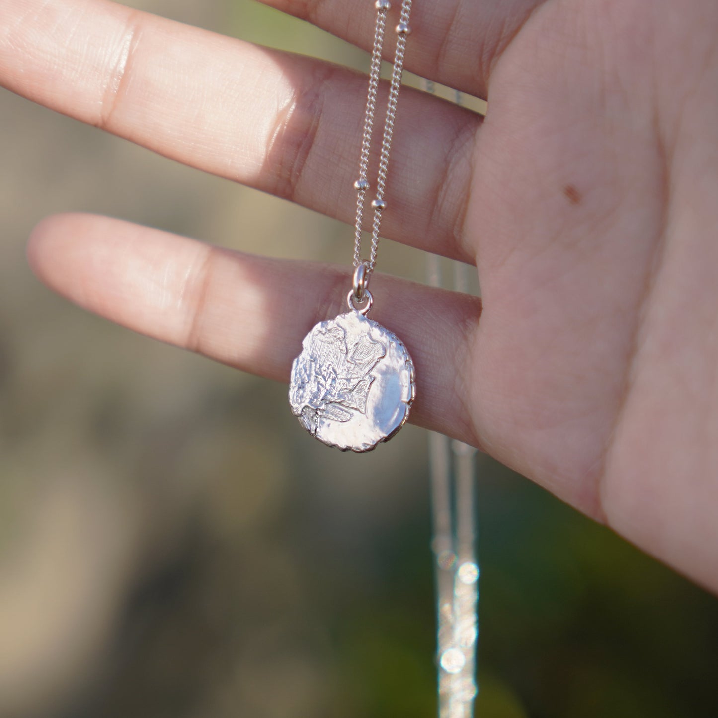 Half Cherry Blossom Medallion Necklace - Silver - Aisling Chou Studio