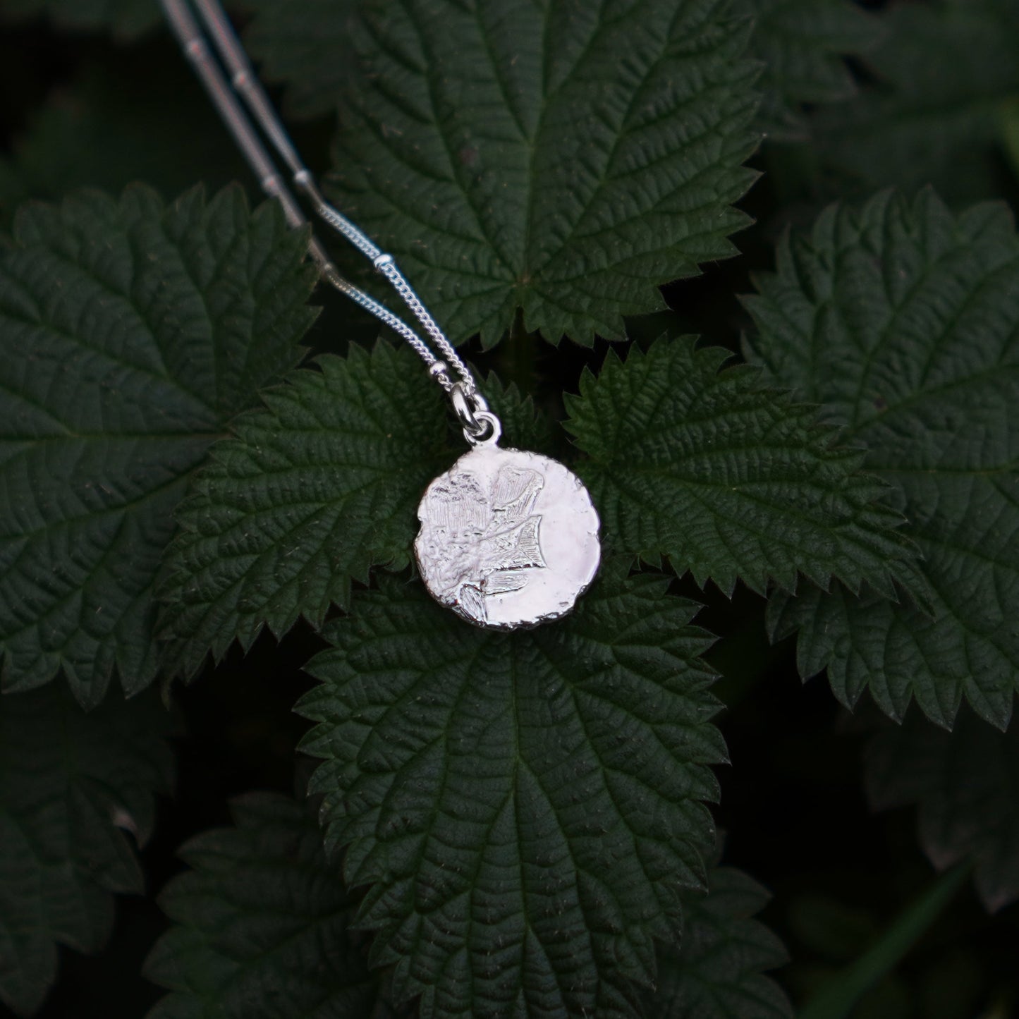 Half Cherry Blossom Medallion Necklace - Silver - Aisling Chou Studio