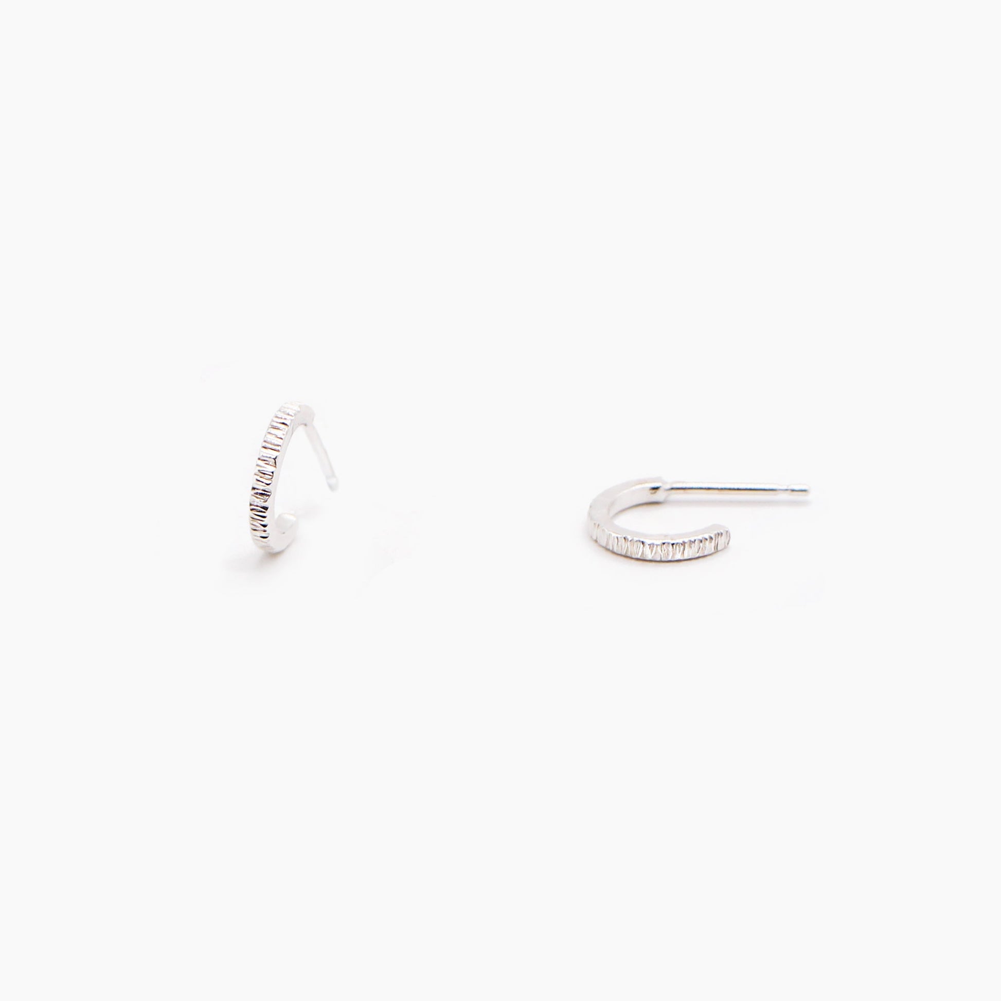 Hammered Open Hoop Earrings - Silver - Aisling Chou Studio