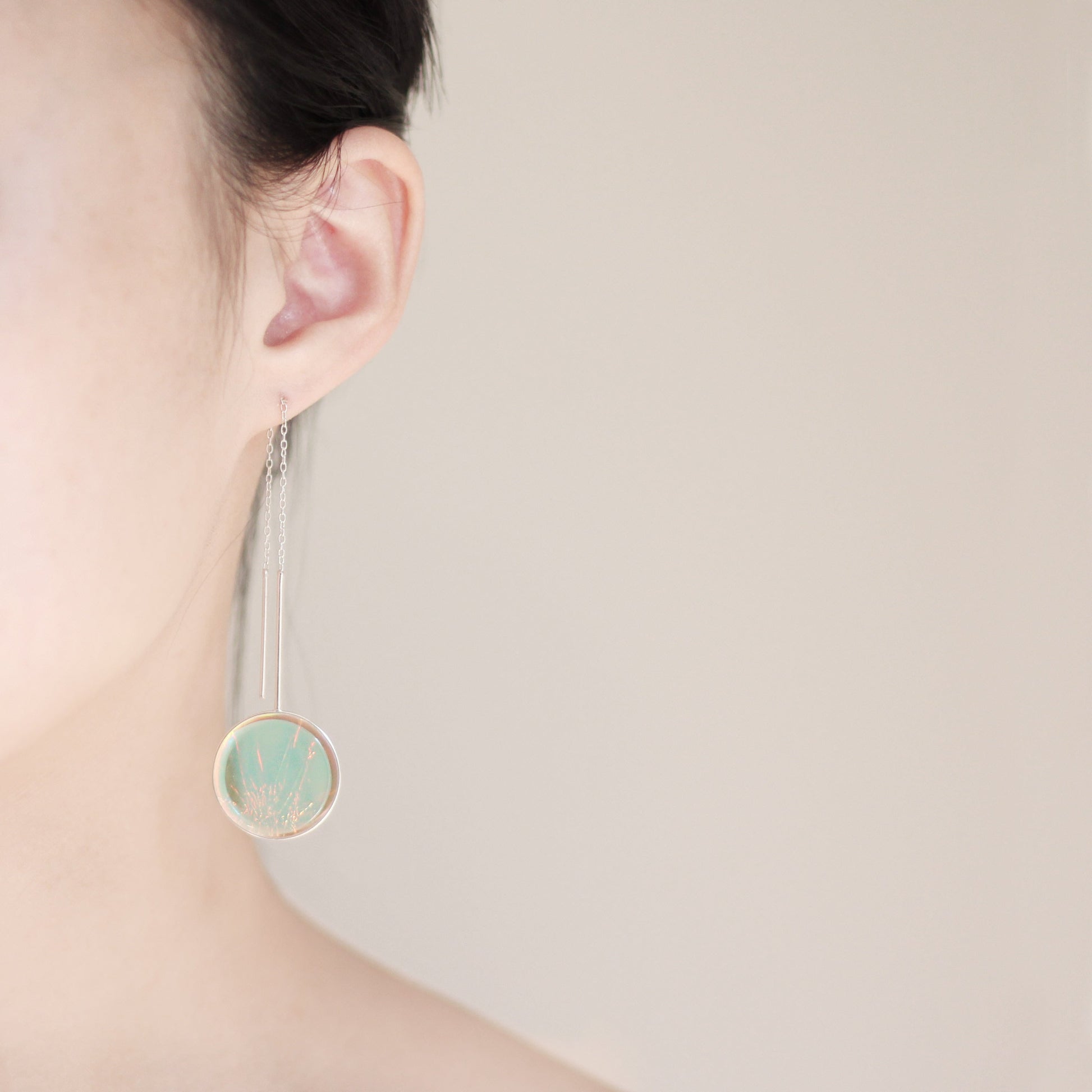 Luna Full Moon Drop Earrings - Lagoon - Aisling Chou Studio