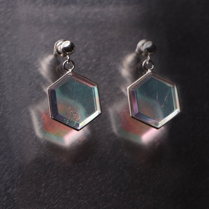 Luna Hexagon Drop Earrings - Lagoon - Aisling Chou Studio