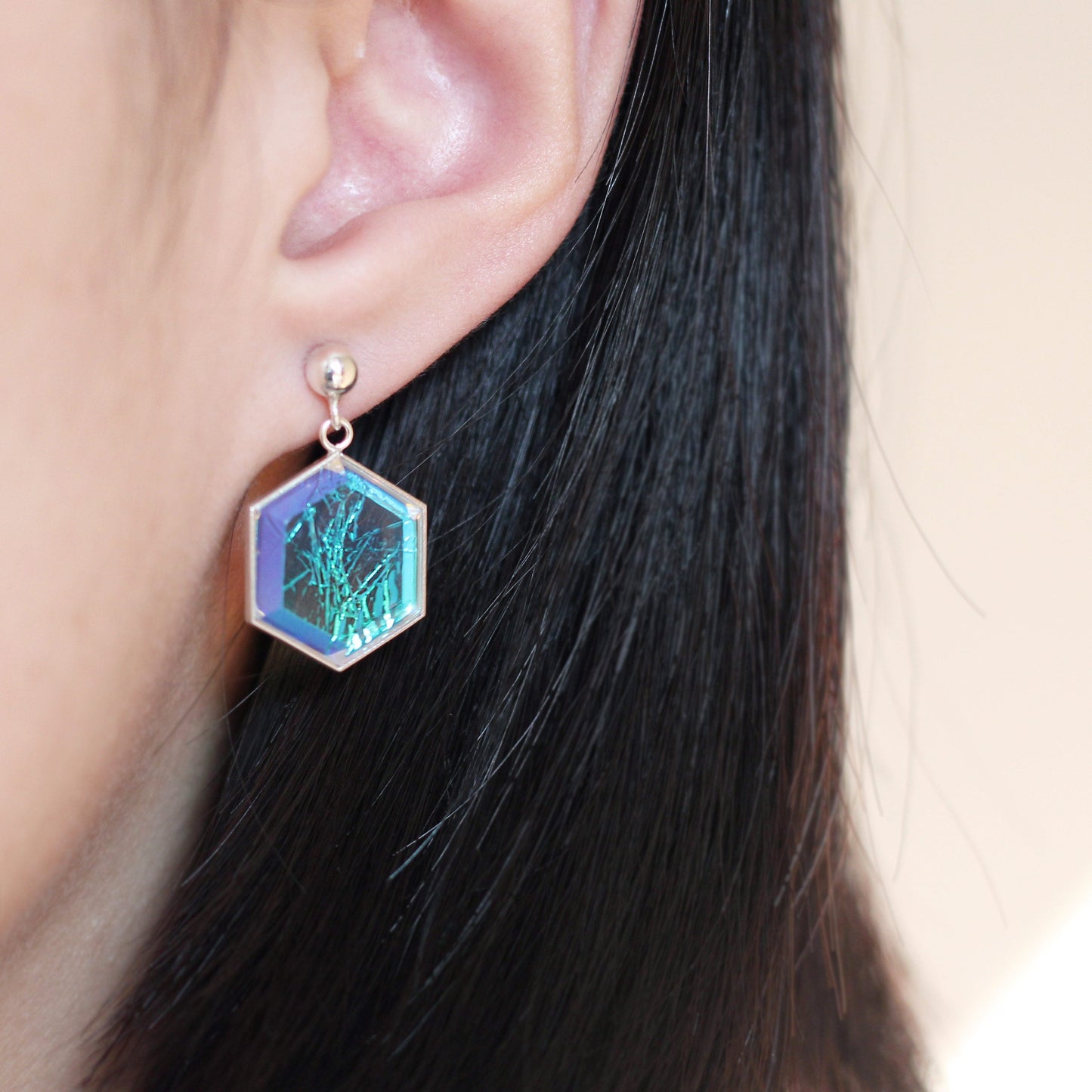 Luna Hexagon Earrings - Lilac - Aisling Chou Studio