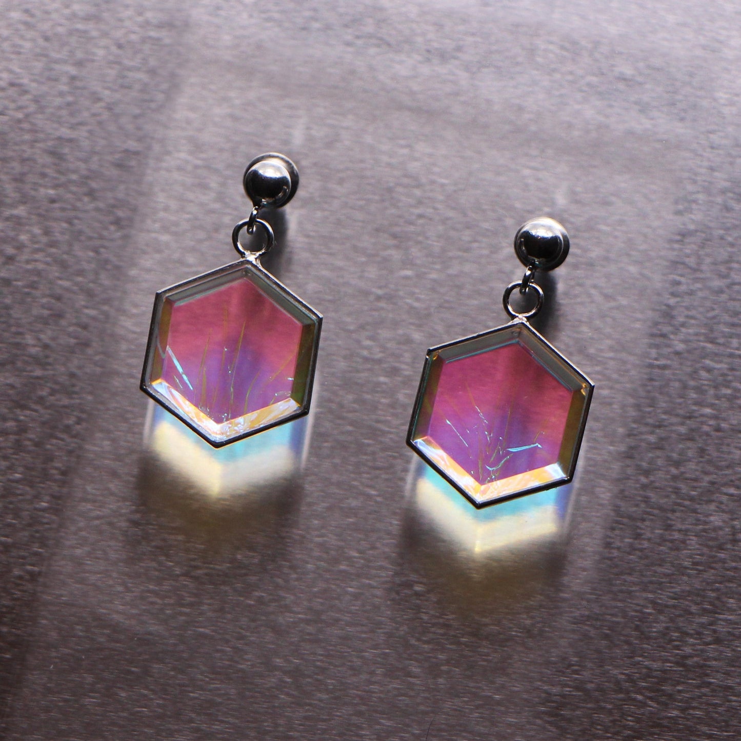 Luna Hexagon Earrings - Lilac - Aisling Chou Studio