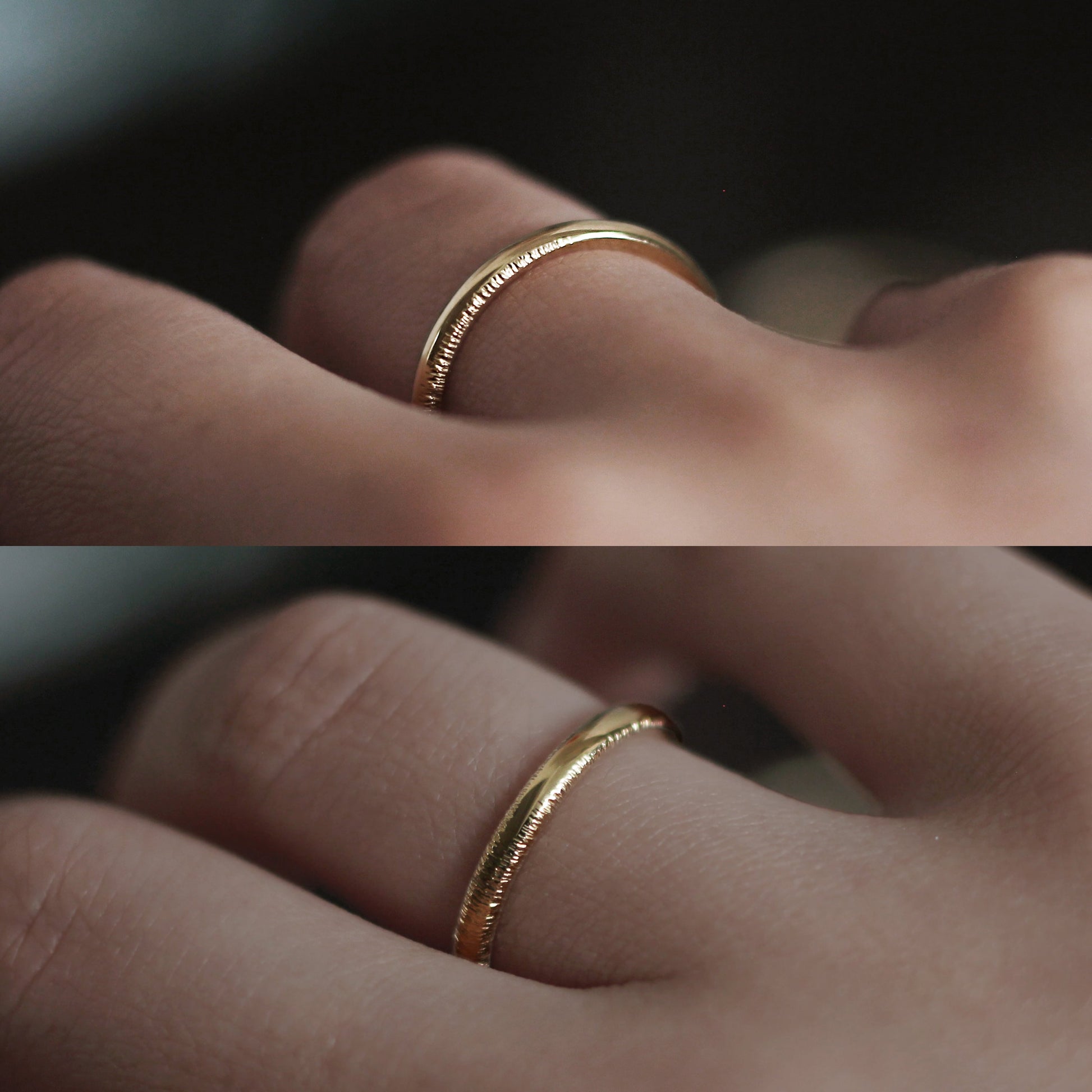 Moonlight Hammered Ring - 9ct / 18ct Gold, different finish from different viewing angles - Aisling Chou Studio