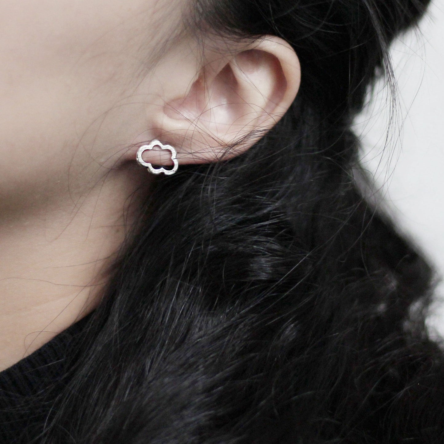 Silver Lining Cloud Stud Earrings - Silver - Aisling Chou Studio
