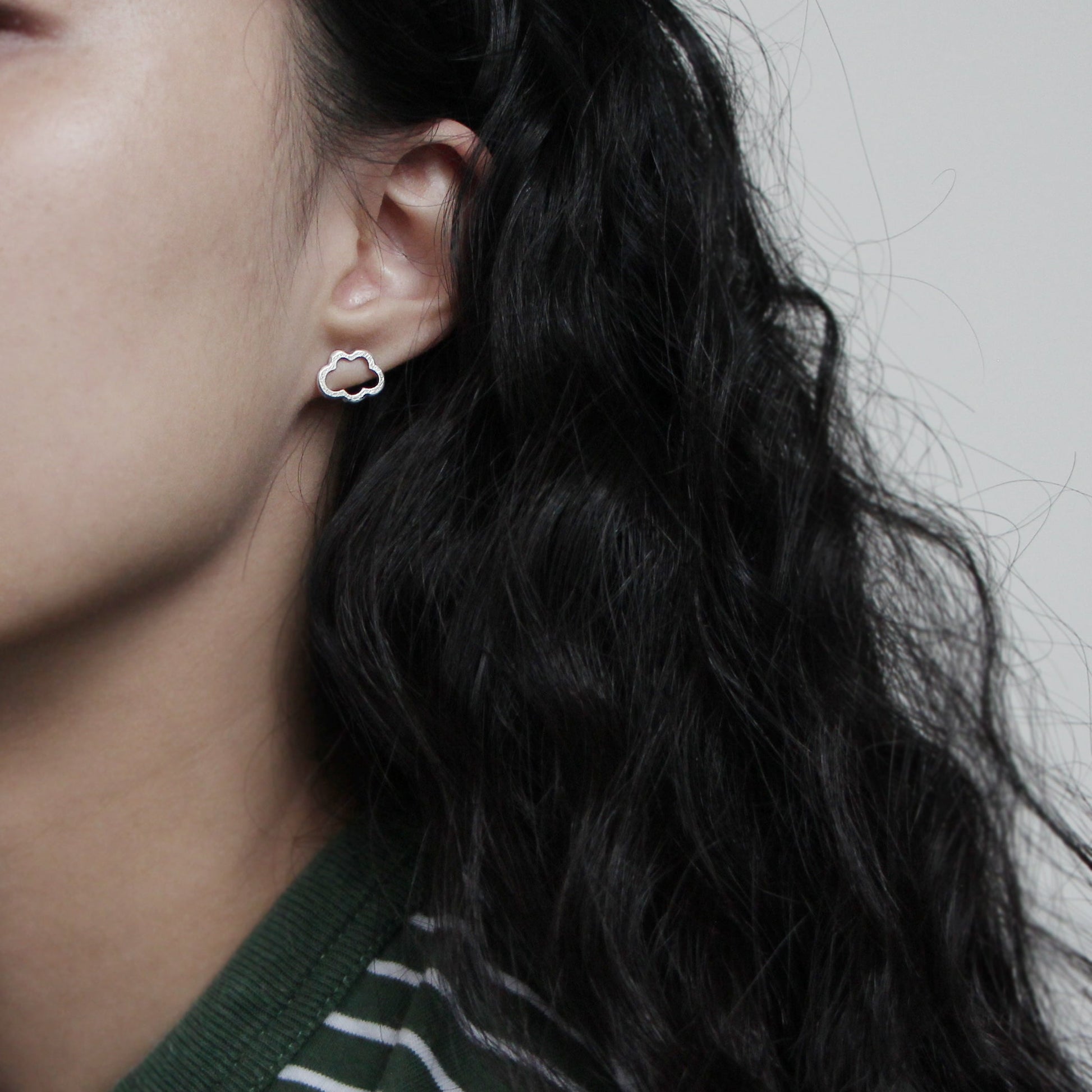 Silver Lining Cloud Stud Earrings - Silver - Aisling Chou Studio