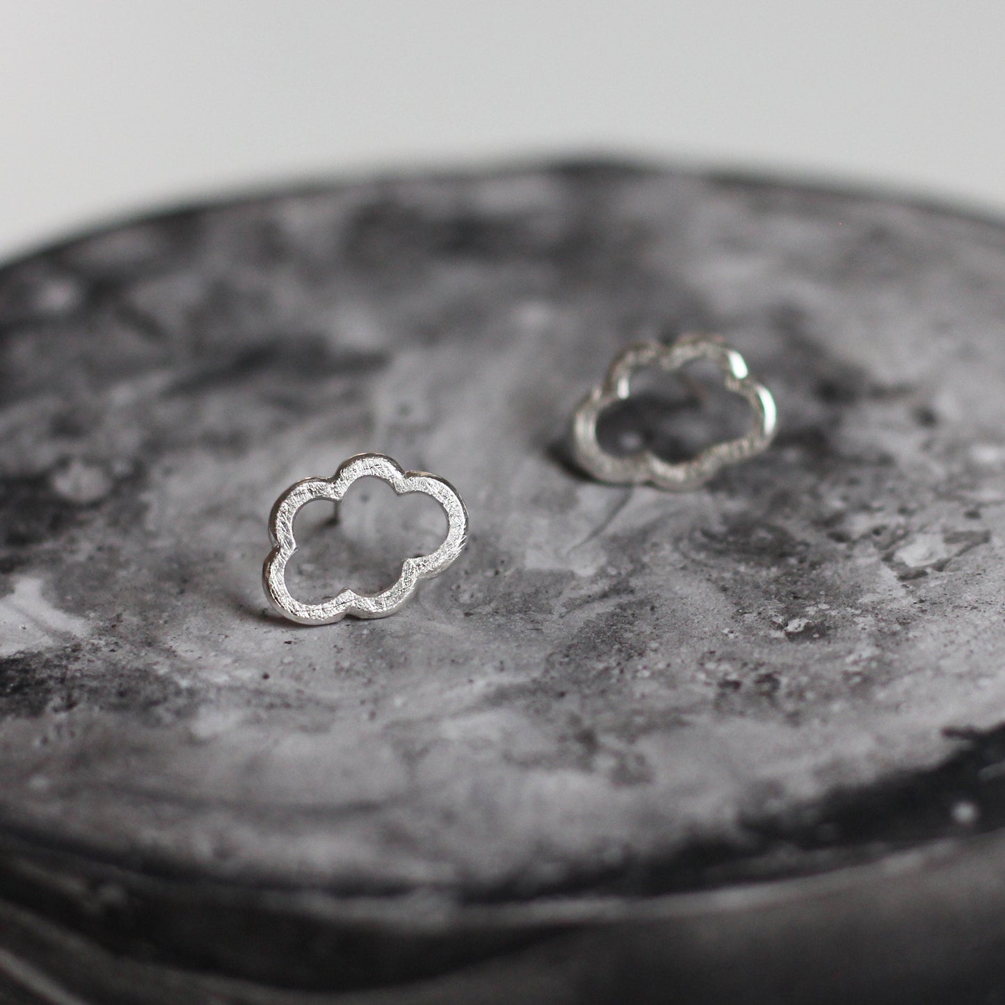 Silver Lining Cloud Stud Earrings - Silver - Aisling Chou Studio