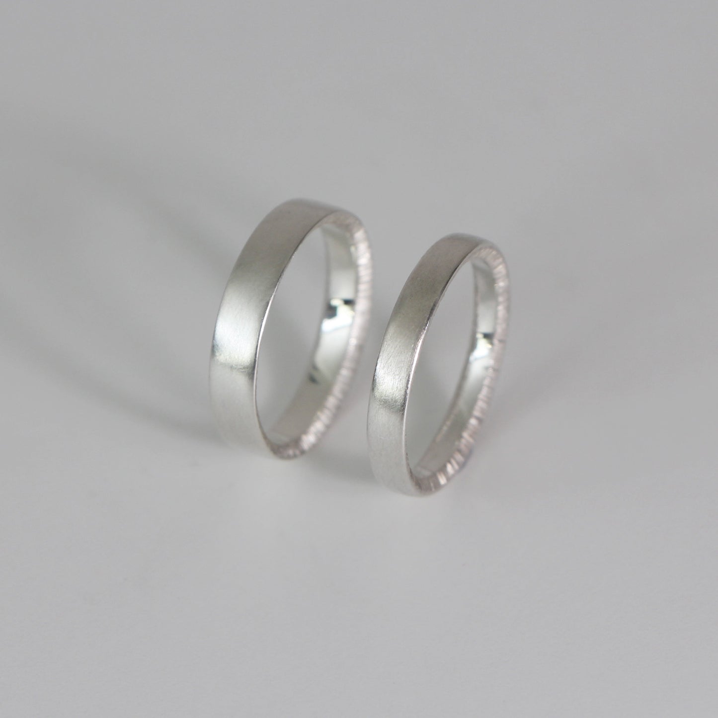 Sunshine Hammered Texture Band - Silver Brushed, 5mm and 4mm wide - Aisling Chou Studio