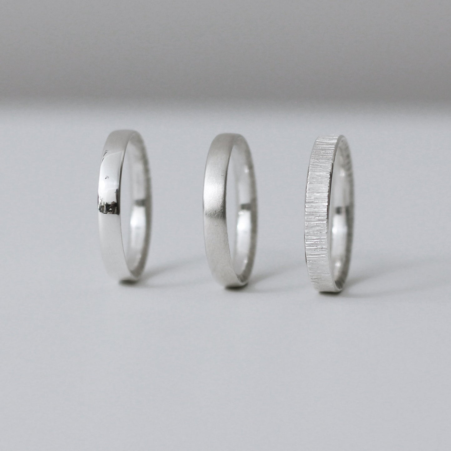 Sunshine Hammered Texture Band - Silver Polished, Brushed and Hammered - Aisling Chou Studio
